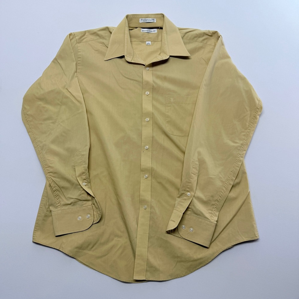 Pierre Cardin Mens Tan Khaki Long Sleeve Button Down Shirt 16.5 34/35